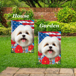 Lhasa Apso White - Best of Breed  Patriotic I All-American Outdoor House and Garden Flag