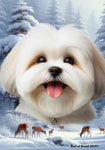 Lhasa Apso White - Best of Breed  Winter Wonderland Outdoor House and Garden Flag