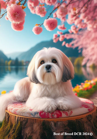 Lhasa Apso White -   Best of Breed DCR Spring House and Garden Flag
