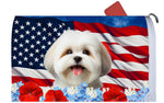 Lhasa Apso White - Best of Breed Patriotic Mailbox Cover Hi-Grade Vinyl 6" x 19"