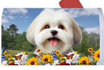 Lhasa Apso White - Best of Breed Summer Flowers Mailbox Cover Hi-Grade Vinyl 6" x 19"