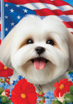 Lhasa Apso White - Best of Breed  Patriotic I All-American Outdoor House and Garden Flag