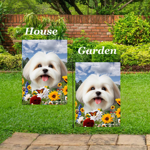 Lhasa Apso White - Best of Breed  Summer Fields Outdoor House and Garden Flag