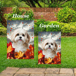 Lhasa Apso Cream - Best of Breed  Fall Leaves Outdoor House and Garden Flag
