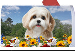 Lhasa Apso Cream - Best of Breed Summer Flowers Mailbox Cover Hi-Grade Vinyl 6" x 19"