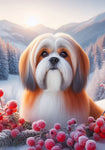 Lhasa Apso  -  Best of Breed DCR Winter Berries Outdoor House and Garden Flag