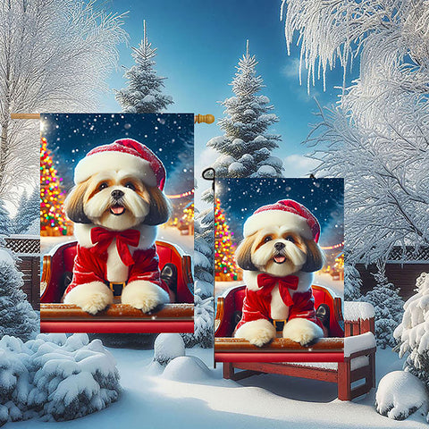 Lhasa Apso  -  Best of Breed DCR Christmas Outdoor House and Garden Flag