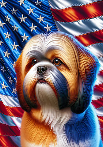 Lhasa Apso  -  Best of Breed DCR Patriotic III   Outdoor House and Garden Flag