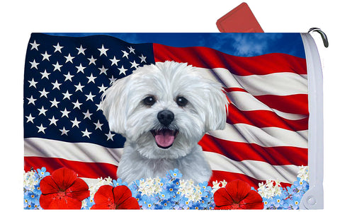 Maltese - Best of Breed Patriotic Mailbox Cover Hi-Grade Vinyl 6" x 19"