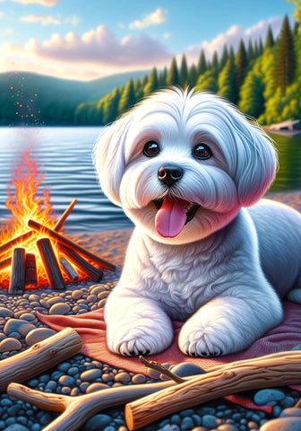 Maltese - Best of Breed DCR Summer Camping   Outdoor House and Garden Flag