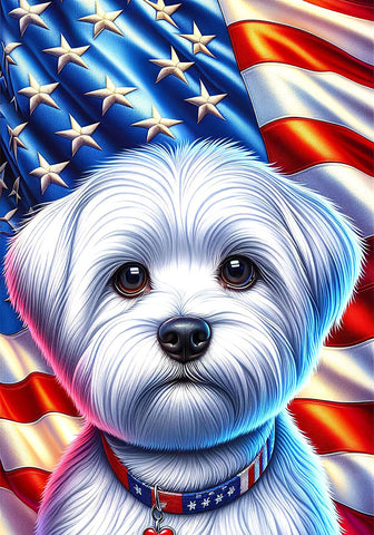 Maltese - Best of Breed DCR Patriotic III   Outdoor House and Garden Flag