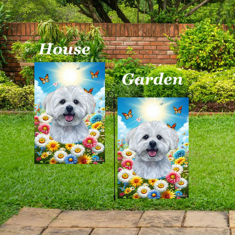 Maltese - Best of Breed  Summer Butterflies Outdoor House and Garden Flag