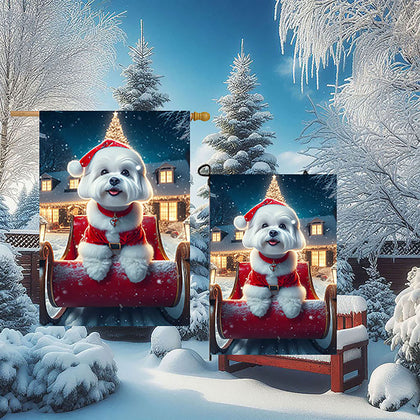 Maltese - Best of Breed DCR Christmas Outdoor House and Garden Flag