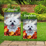 Maltese - Best of Breed  Fall Leaves Outdoor House and Garden Flag