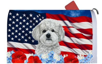 Maltipoo - Best of Breed Patriotic Mailbox Cover Hi-Grade Vinyl 6" x 19"