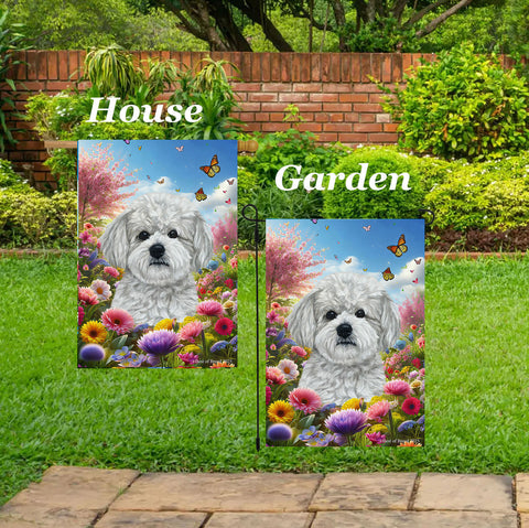 Maltipoo - Best of Breed  Spring Butterflies Outdoor House and Garden Flag