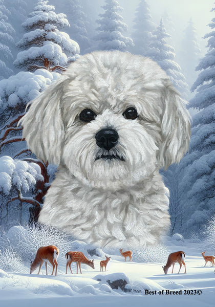 Maltipoo - Best of Breed  Winter Wonderland Outdoor House and Garden Flag