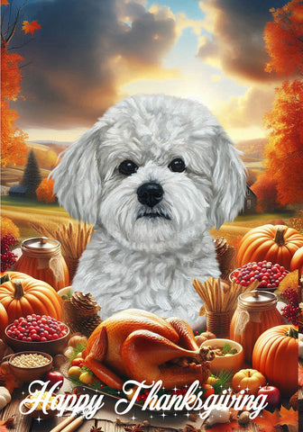 Maltipoo - Best of Breed  Thanksgiving Outdoor House and Garden Flag