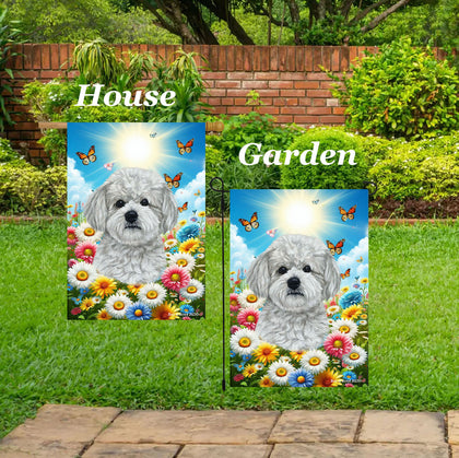 Maltipoo - Best of Breed  Summer Butterflies Outdoor House and Garden Flag