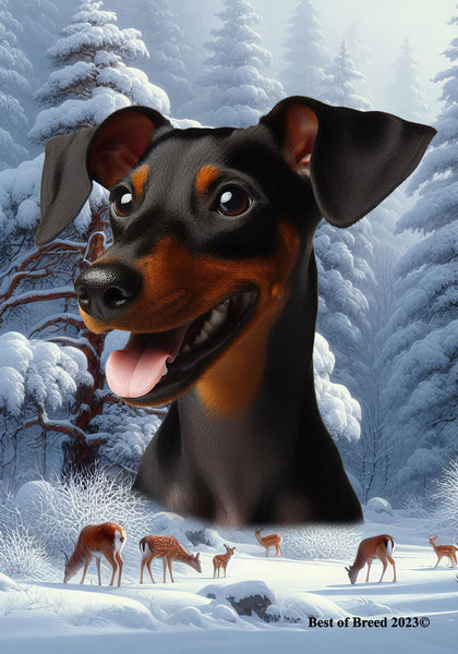 Manchester Terrier -  Best of Breed  Winter Wonderland Outdoor House and Garden Flag