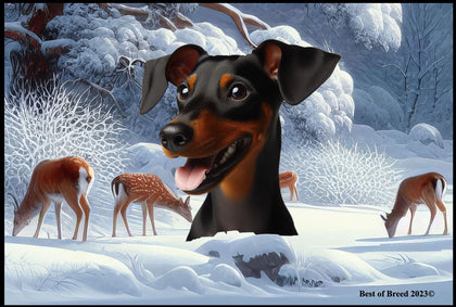 Manchester Terrier -  Best of Breed Winter Wonderland Floor Mat Tufted Loop 18" x 27"