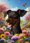 Manchester Terrier -  Best of Breed  Spring Butterflies Outdoor House and Garden Flag