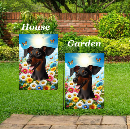Manchester Terrier -  Best of Breed  Summer Butterflies Outdoor House and Garden Flag