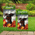 Manchester Terrier -  Best of Breed  Fall Leaves Outdoor House and Garden Flag