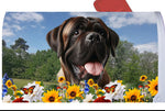 Mastiff Brindle -  Best of Breed Summer Flowers Mailbox Cover Hi-Grade Vinyl 6" x 19"