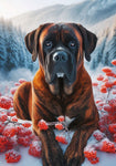 Mastiff Brindle - Best of Breed DCR Winter Berries Outdoor House and Garden Flag