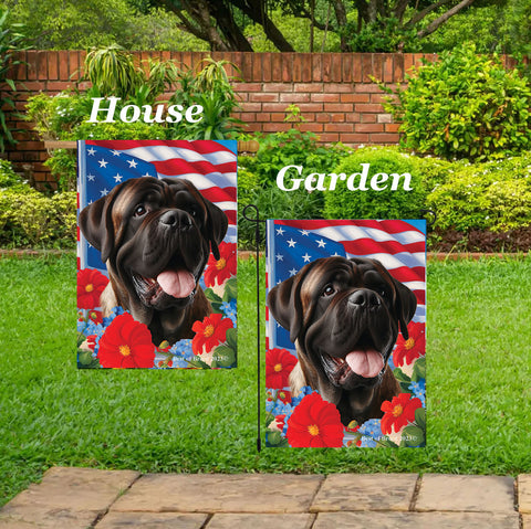 Mastiff Brindle -  Best of Breed  Patriotic I All-American Outdoor House and Garden Flag