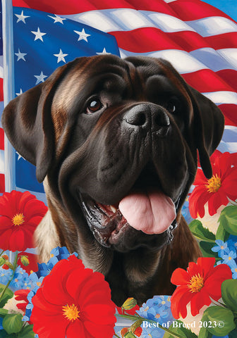 Mastiff Brindle -  Best of Breed  Patriotic I All-American Outdoor House and Garden Flag