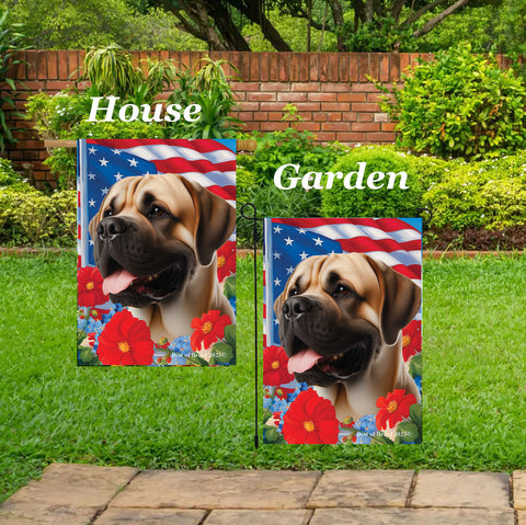 Mastiff Fawn - Best of Breed  Patriotic I All-American Outdoor House and Garden Flag