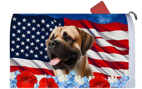 Mastiff Fawn - Best of Breed Patriotic Mailbox Cover Hi-Grade Vinyl 6" x 19"