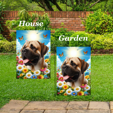 Mastiff Fawn - Best of Breed  Summer Butterflies Outdoor House and Garden Flag