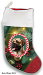 Mastiff Fawn - Best of Breed  Christmas Stocking 13.5"  Red Gaming Cloth with Red Lining ,Plush White Cuff