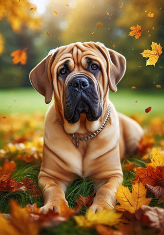 Mastiff Fawn - Best of Breed DCR Falling Leaves Outdoor Flag