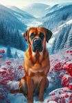 Mastiff Fawn - Best of Breed DCR Winter Berries Outdoor House and Garden Flag