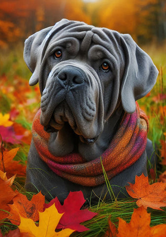 Mastiff Grey - Best of Breed DCR Falling Leaves Outdoor Flag