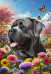 Mastiff Silver -  Best of Breed  Spring Butterflies Outdoor House and Garden Flag