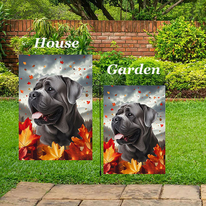 Mastiff Silver -  Best of Breed  Fall Leaves Outdoor House and Garden Flag