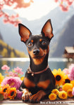 Miniature Pinscher Black/Tan Cropped -  Best of Breed DCR Spring House and Garden Flag