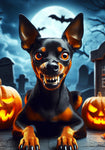 Miniature Pinscher Black and Tan Cropped - Best of Breed DCR Halloween Outdoor House and Garden Flag