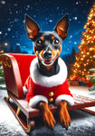 Miniature Pinscher Black and Tan Cropped - Best of Breed DCR Christmas Outdoor House and Garden Flag