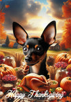 Miniature Pincsher  Black/Tan Cropped - Best of Breed  Thanksgiving Outdoor House and Garden Flag