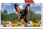 Miniature Pincsher  Black/Tan Cropped - Best of Breed Summer Flowers Mailbox Cover Hi-Grade Vinyl 6" x 19"