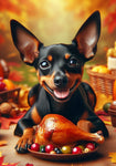 Miniature Pinscher Black and Tan Cropped - Best of Breed DCR Thanksgiving Outdoor House and Garden Flag