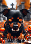 Miniature Pinscher Black and Tan Uncropped - Best of Breed DCR Halloween Outdoor House and Garden Flag