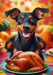 Miniature Pinscher Black and Tan Uncropped - Best of Breed DCR Thanksgiving Outdoor House and Garden Flag