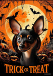 Miniature Pincsher  Black/Tan Uncropped - Best of Breed  Halloween Outdoor House and Garden Flag